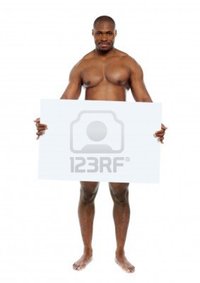 black naked man stockyimages naked black man hiding behind blank white billboard copyspace photo