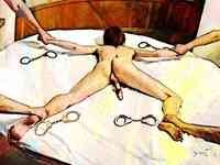naked male pictures bondage art naked male slave tied bed various fetish artists chained