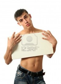 sexy pics man wrangel young sexy man copy space blank billboard isolated white photo